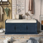 Storage Bench with 2 Drawers, 2 Cabinets and Removable Cushion - 42.5L x 15.9W x 17.5H