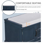 Storage Bench with 2 Drawers, 2 Cabinets and Removable Cushion - 42.5L x 15.9W x 17.5H