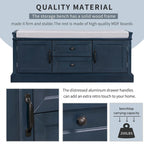 Storage Bench with 2 Drawers, 2 Cabinets and Removable Cushion - 42.5L x 15.9W x 17.5H