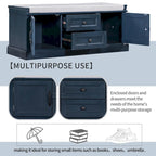 Storage Bench with 2 Drawers, 2 Cabinets and Removable Cushion - 42.5L x 15.9W x 17.5H