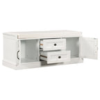Storage Bench with 2 Drawers, 2 Cabinets and Removable Cushion - 42.5L x 15.9W x 17.5H