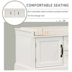 Storage Bench with 2 Drawers, 2 Cabinets and Removable Cushion - 42.5L x 15.9W x 17.5H