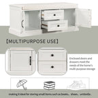 Storage Bench with 2 Drawers, 2 Cabinets and Removable Cushion - 42.5L x 15.9W x 17.5H