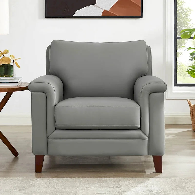 Hydeline Westcott Top Grain Leather Chair with Memory Foam and Springs
