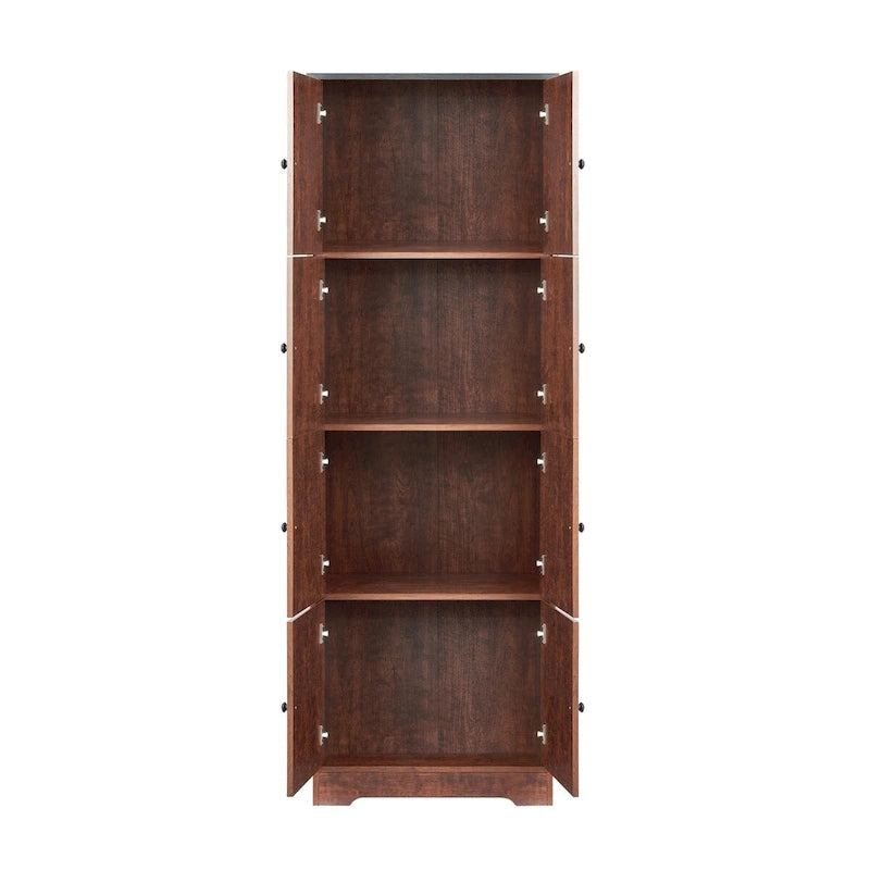 Tall Storage Cabinet with 8 Doors and 4 Shelves, Wall Storage Cabinet for Living Room, Kitchen, Office, Bedroom, Bathroom