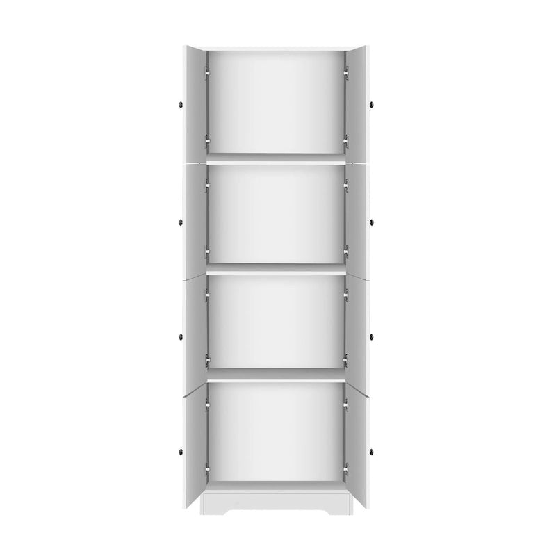 Tall Storage Cabinet with 8 Doors and 4 Shelves, Wall Storage Cabinet for Living Room, Kitchen, Office, Bedroom, Bathroom