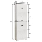 Tall Storage Cabinet with 8 Doors and 4 Shelves, Wall Storage Cabinet for Living Room, Kitchen, Office, Bedroom, Bathroom