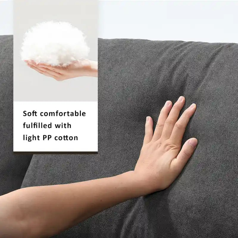 Modern 4-Seat L-Shaped Sectional Sofa, with 2 Free pillows, Convertible Ottoman