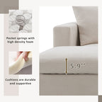 Modern 4-Seat L-Shaped Sectional Sofa, with 2 Free pillows, Convertible Ottoman