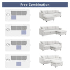 Modern 4-Seat L-Shaped Sectional Sofa, with 2 Free pillows, Convertible Ottoman