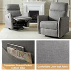 Curtis Rocker Swivel Recliner with Two Side Pockets by HULALA HOME
