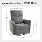 Curtis Rocker Swivel Recliner with Two Side Pockets by HULALA HOME