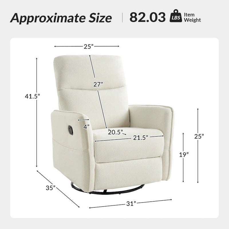 Curtis Rocker Swivel Recliner with Two Side Pockets by HULALA HOME