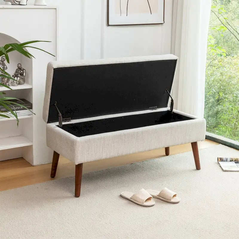 Linen Bed Bench with Storage