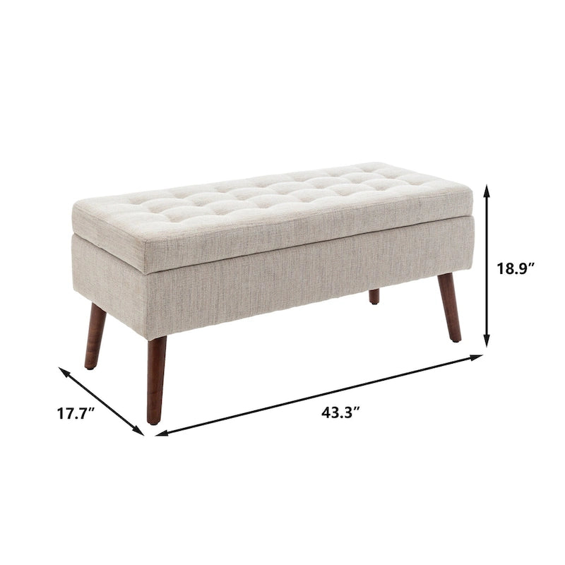 Linen Bed Bench with Storage