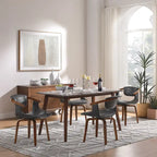 Art Leon Set of 4 Wood and Faux Leather Swivel Chairs