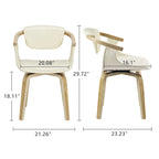Art Leon Set of 4 Wood and Faux Leather Swivel Chairs
