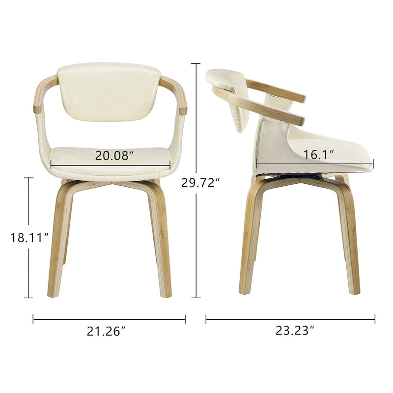 Art Leon Set of 4 Wood and Faux Leather Swivel Chairs