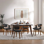 Art Leon Set of 4 Wood and Faux Leather Swivel Chairs