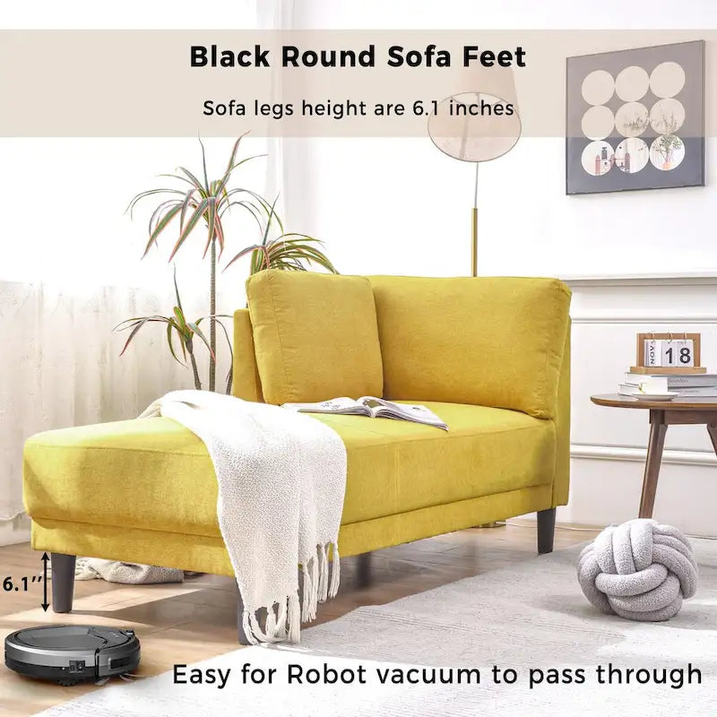 Mid-Century Modern Upholstered Chaise Lounge Sofa