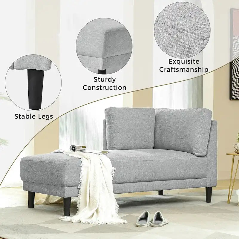 Mid-Century Modern Upholstered Chaise Lounge Sofa
