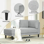 Mid-Century Modern Upholstered Chaise Lounge Sofa