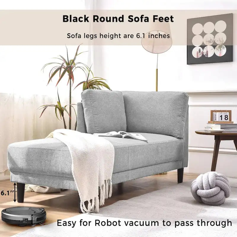 Mid-Century Modern Upholstered Chaise Lounge Sofa