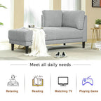 Mid-Century Modern Upholstered Chaise Lounge Sofa