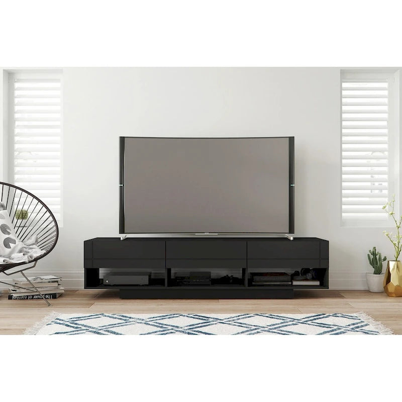 Nexera Stereo 72-inch 3-Drawer TV Stand, Black