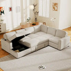 U-shaped Combination 6-Seat Corner Sofa with Storage Lounge Chair and USB Interfaces