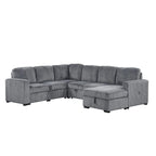 U-shaped Combination 6-Seat Corner Sofa with Storage Lounge Chair and USB Interfaces