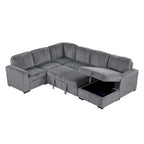 U-shaped Combination 6-Seat Corner Sofa with Storage Lounge Chair and USB Interfaces