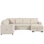 U-shaped Combination 6-Seat Corner Sofa with Storage Lounge Chair and USB Interfaces