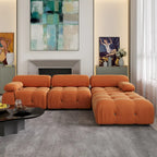 104 L-Shaped Sectional Sofa,Minimalist Velvet Sofas Couches with Reversible Chaise Ottoman