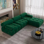 104 L-Shaped Sectional Sofa,Minimalist Velvet Sofas Couches with Reversible Chaise Ottoman