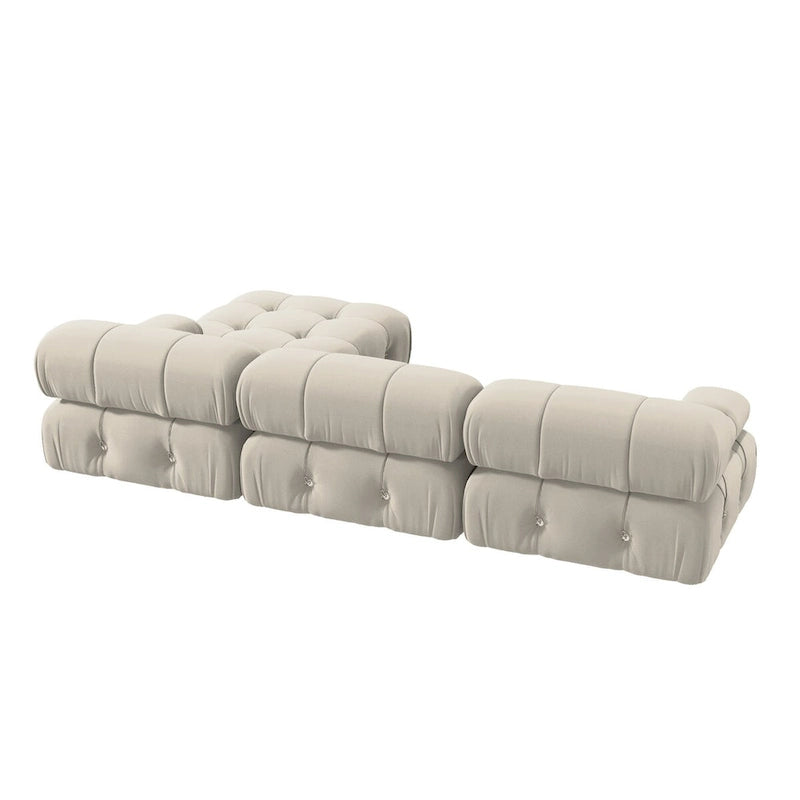 104 L-Shaped Sectional Sofa,Minimalist Velvet Sofas Couches with Reversible Chaise Ottoman