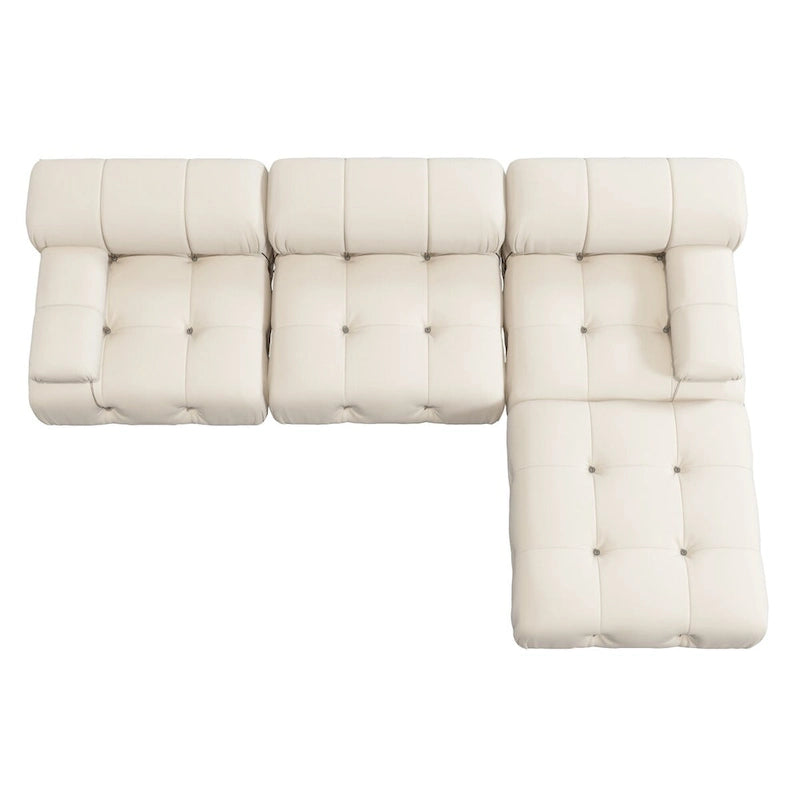 104 L-Shaped Sectional Sofa,Minimalist Velvet Sofas Couches with Reversible Chaise Ottoman