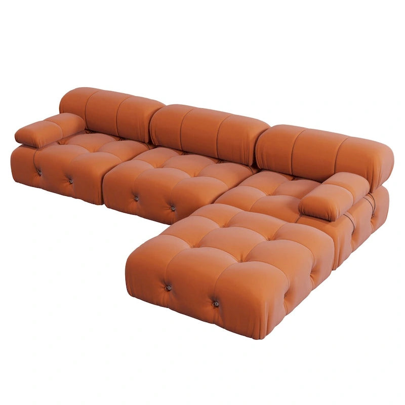 104 L-Shaped Sectional Sofa,Minimalist Velvet Sofas Couches with Reversible Chaise Ottoman
