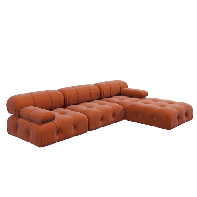 104 L-Shaped Sectional Sofa,Minimalist Velvet Sofas Couches with Reversible Chaise Ottoman