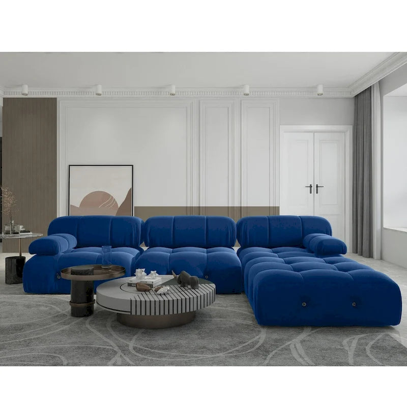 104 L-Shaped Sectional Sofa,Minimalist Velvet Sofas Couches with Reversible Chaise Ottoman
