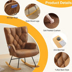 Rocking Chair Nursery, Upholstered Glider Rocker with High Backrest