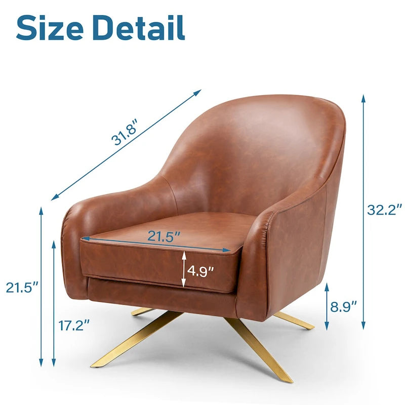 VredHom Modern Swivel Accent Chair with Stainless Steel Legs