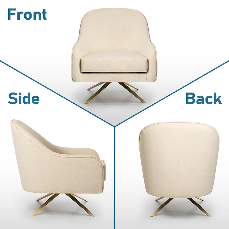 VredHom Modern Swivel Accent Chair with Stainless Steel Legs