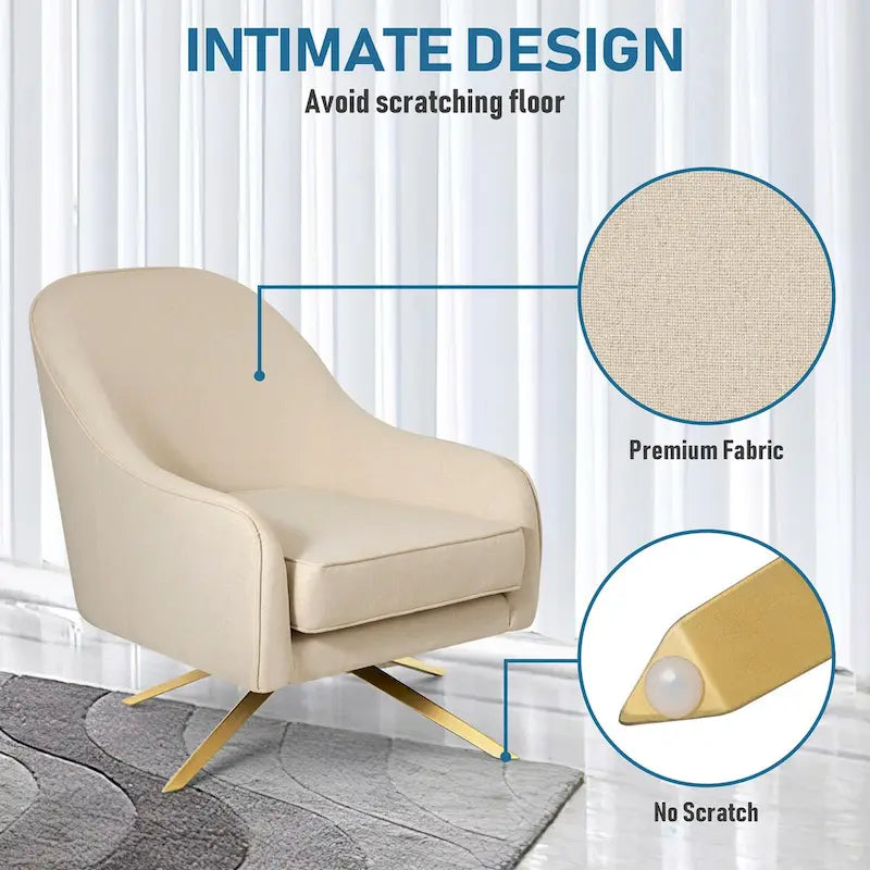 VredHom Modern Swivel Accent Chair with Stainless Steel Legs