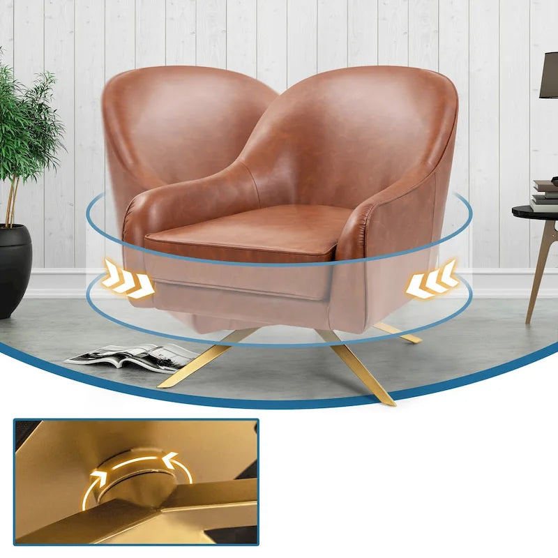 VredHom Modern Swivel Accent Chair with Stainless Steel Legs