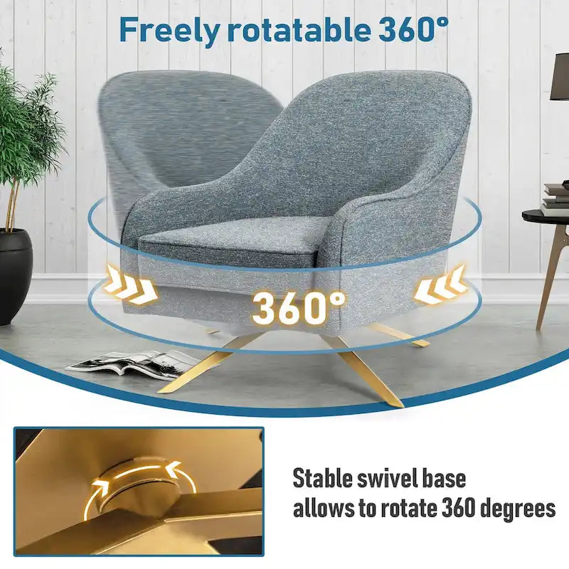 VredHom Modern Swivel Accent Chair with Stainless Steel Legs