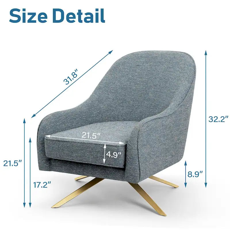 VredHom Modern Swivel Accent Chair with Stainless Steel Legs