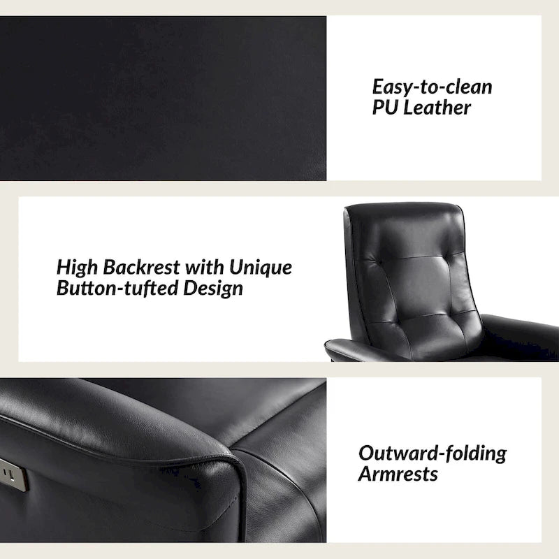 Valentin Modern Faux Leather Swivel Power Recliner with USB Ports Set of 2 by HULALA HOME