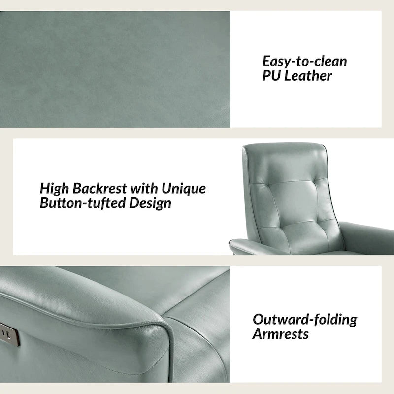 Valentin Modern Faux Leather Swivel Power Recliner with USB Ports Set of 2 by HULALA HOME