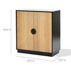 Modern Boho 2-Door Black Accent Cabinet with Bamboo Strips - 33.9 H x 31.5 W x 15.7 D